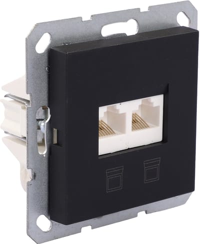 Q-Link Mql s-l inbouw contactdoos zwart tel/dat cat5e 2x8