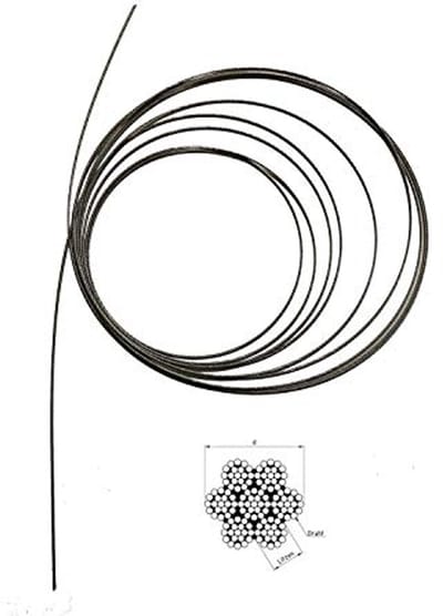 Staalkabel 4mm 20 meter - roestvrij staal A4 - 7X19 constructie - ideaal voor stevige toepassingen - ShopVlot