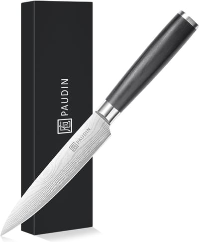 PAUDIN KW5 Officemes 12,5 cm - Japans mes - Koksmes - Keukenmes - Damascus Patroon