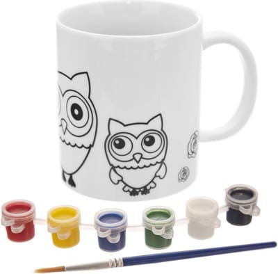 Kinderbeker met Verf Porselein Uil 330 ml - Drinkbeker - Kinder Beker - Mok voor Kinderen - Kindermok - Beschilderen