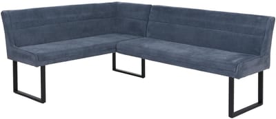 Hoekbank MCW-O81, eetkamerbank, Oeko-Tex (310 g/m²) chenille stof/textiel, metaal, 159 x 210 cm ~ blauw