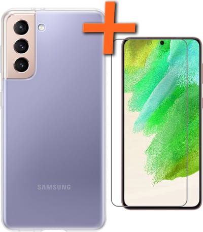 Hoes - Met Screenprotector - Geschikt voor Samsung Galaxy S21 FE - Sterk & Shockproof - Back Cover - Siliconen Case - Telefoon Hoes - Transparant
