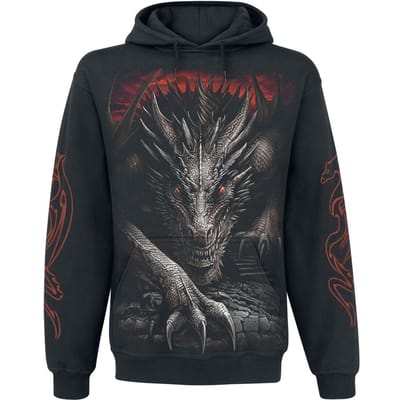 Spiral - Gothic Trui met capuchon - Majestic Draco - S tot XXL - voor Mannen - zwart