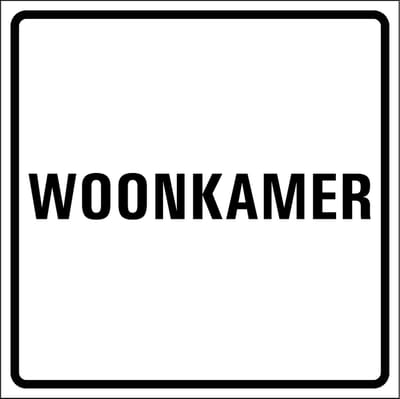 Woonkamer sticker, wit zwart 150 x 150 mm