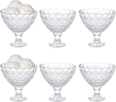 Excellent Houseware IJcoupes / dessert serveer schaaltjes op voet - set 6x stuks - glas - 200 ml - transparant