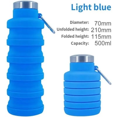 Siliconen waterbeker, opvouwbare, draagbare, herbruikbare telescopische beker, reiswaterfles voor buitensporten blue