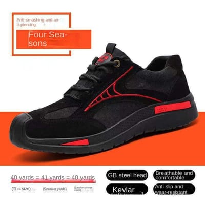 Chaussures d'assurance travail pour hommes Anti-écrasement et Anti-perforation Semelles souples, Bout en acier quatre saisons pour soudeurs électriques 46 noir