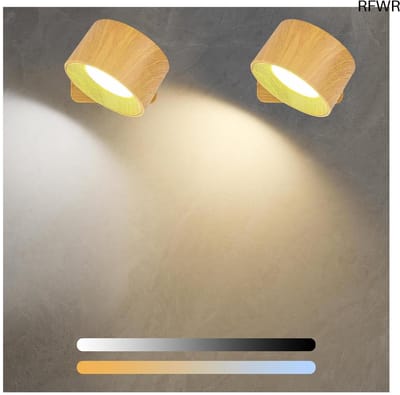 RFWR® Oplaadbare LED Wandlamp voor Binnen – 2 Stuks, Draaibaar, Touch Bediening met 3 Helderheidsinstellingen en Kleurtemperaturen