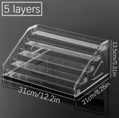 Flavers - make up organizer ,31 cm display riser rek, 5-traps acryl riser displaystandaard ,transparante acryl organizer, tafelrek voor make-uptafel, cupcake, parfum, skincare, cosmetica, sieradenstandaard, display standaard, presentatie standaard,