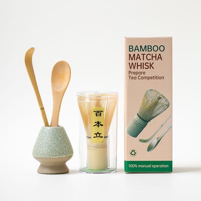 Matcha Whisk Set CT Kleine Set 4 stuks Lichtgroen Keramiek