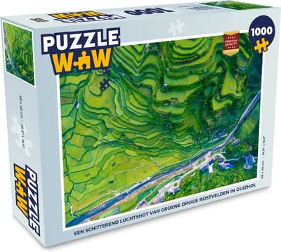 Puzzel Een schitterend luchtshot van groene droge rijstvelden in Guizhou - Legpuzzel - Puzzel 1000 stukjes volwassenen