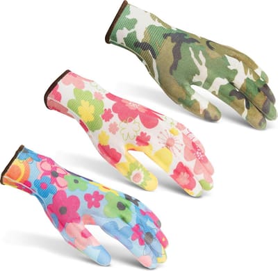 3 paar Werkhandschoenen Dames - Tuinhandschoenen - L - Herbuikbaar - 3x verschillend design - BPK