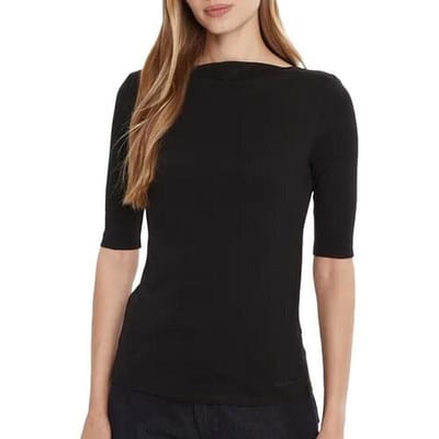Calvin Klein Half Sleeve Supima Boat Top Black Size: S | Long-Sleeved Tops Outlet | Dames | Zwart