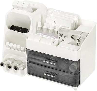 Multifunctionele Makeup Organizer met 2 Lades van Plastic voor Kledingkast, Badkamer en Slaapkamer - Ruimtebesparend en Praktisch voor Cosmetica