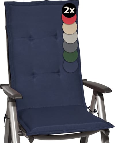 Beautissu Loft HL Set 2 x Tuinkussens Hoge Rug- 120 x 50 cm - Donker Blauw Kussen - Zitkussen UV- Lichtecht Tuinstoelkussen