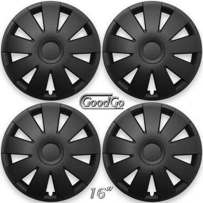 GoodGo Wieldoppen set NINJA-B 16 inch in mat zwart. Set a 4 stuks (CONTROLEER UW BANDENMAAT en lees a.u.b. de onderstaande, uitgebreide tekst!)