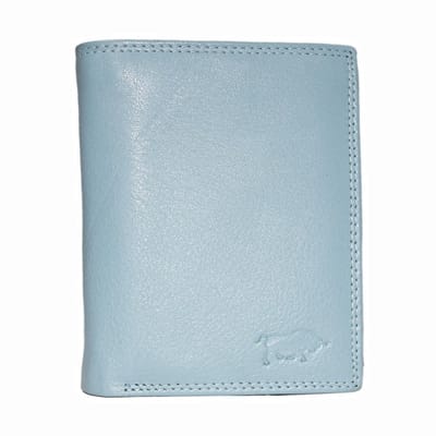 Lichtblauwe Euro Portemonnee Leer - Compact Leren Portemonnee Lichtblauw