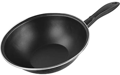 Zwarte Wok van 30 cm met Staal Handvat - Geschikt voor Vaatwasser