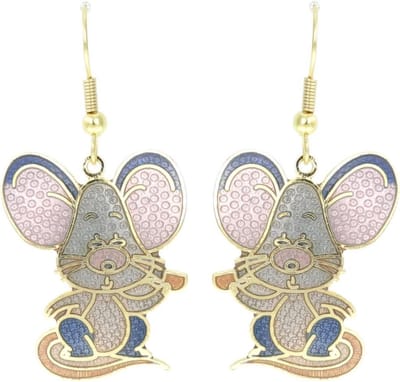 Behave - Oorhangers dames - muizenmotief - grijs - 4,5 cm