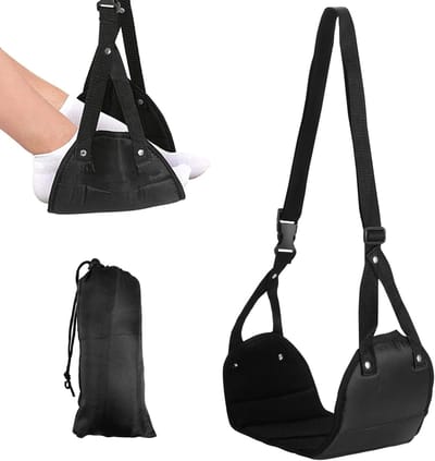 Verstelbare Voetsteun voor Reizen, Comfortabele Hangmat voor Voeten, Ideaal voor Vliegtuig, Auto en Trein, 60-90 cm, Draagbaar en Ergonomisch