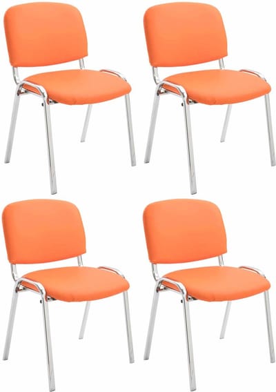 CLP Ken Set van 4 stoelen - Met Chroom - Kunstleer oranje