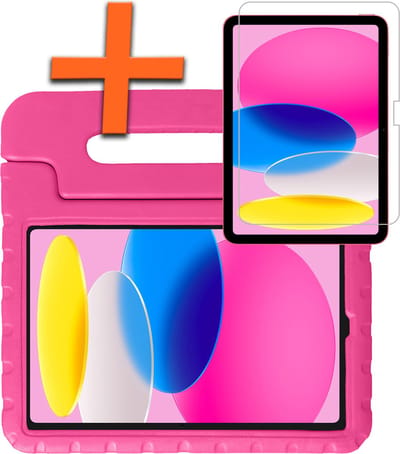 Hoesje - Geschikt voor Apple iPad 10 (2022) - 10.9 inch - 10e Generatie - Met Screenprotector - Kinderhoes Shockproof Bumper - Kidsproof Case - Tablet Hoes - Kinder Hoes Cover - Roze