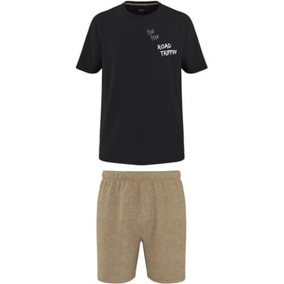 ESMARA MEN Korte heren pyjama (Zwart/beige, S)