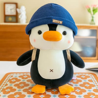 Poupée Pingouin Voyageur Peluche Jouet Poupée Confort pour Dormir Ornements Poupée Distributeur Cadeau d'Anniversaire pour Garçons et Filles 23cm