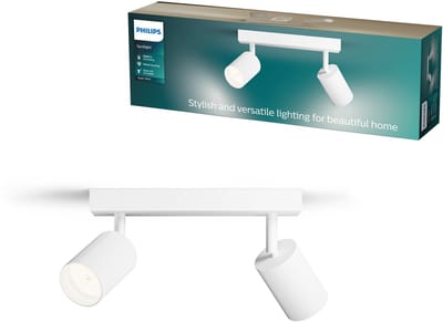 Philips Wyatt Opbouwspot - LED GU10 fitting - Richtbaar - 2 lichtpunten - ClickFix - Wit