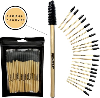 Fienosa Bamboe Wimper Borstels - Wenkbrauw Borstel - 20 stuks - Wimper extensions - Bamboe Handvat - ideaal in gebruik - Fienosa - Wenkbrouwborstels - Luxe Wenkbrouw Borstels - Duurzaam en Ecologisch