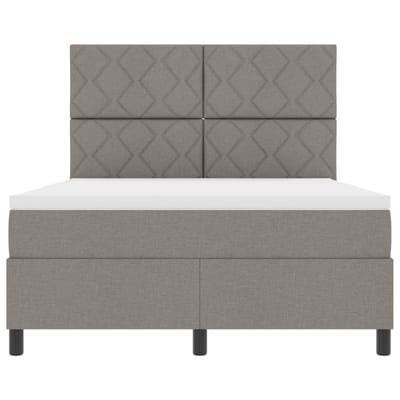 vidaXL - Boxspring - bed - met - LED-stripverlichting - Taupe - 160 - x - 200 - cm - Stof
