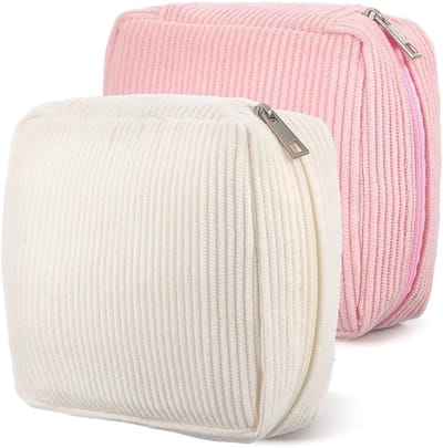 Dailygoods- Opbergtas Draagbaar - Menstruatiezakje - Padhouder - Corduroy - 2 Stuks - 13x13x5 cm - Menstruatiezak