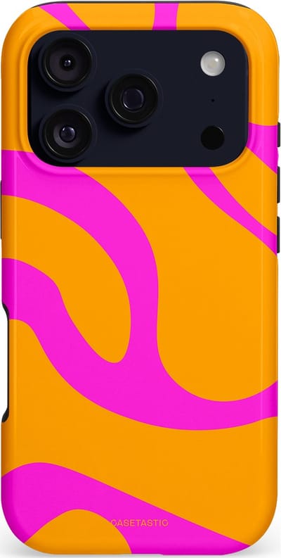 Casetastic hoesje geschikt voor Apple iPhone 17 Pro - MagSafe - Dubbellaagse bescherming - Zonnige Zebra Roze-Oranje - Fashion Case - Okergeel Fuchsia