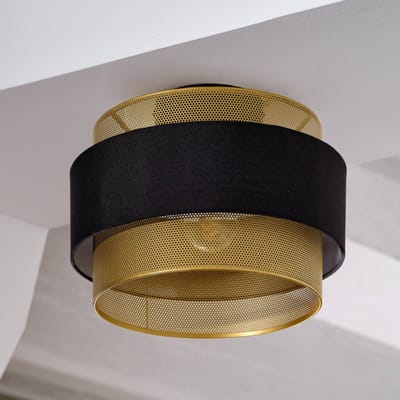 OSRAM DECOR Hornet Plafondlamp E27 Zwart Goud 300mm, Plafondlamp, Metaal, Textiel voor warme sfeer