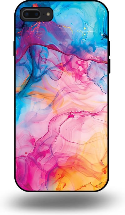 Smartphonica Telefoonhoesje Geschikt voor iPhone 7/8 Plus met Regenboog Acryl Marmer Opdruk - TPU Backcover Case Rainbow Acrylic Marble Design geschikt voor Apple iPhone 7 Plus;Apple iPhone 8 Plus