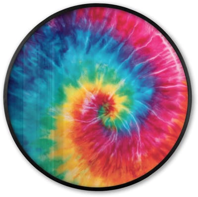 Poster in lijst Rond - Fotolijst 60x60 cm - Posters - Regenboog - Tie dye - Kleurrijk - Blauw - Ronde posterlijst zwart - Decoratie - Wanddecoratie woonkamer - Muurdecoratie slaapkamer