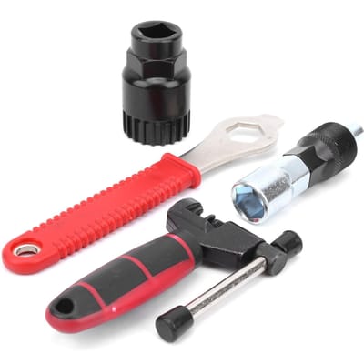 Kit d'outils de réparation de vélo Clé Coupe-chaîne Extracteur de manivelle Extracteur de boîtier de pédalier Noir red