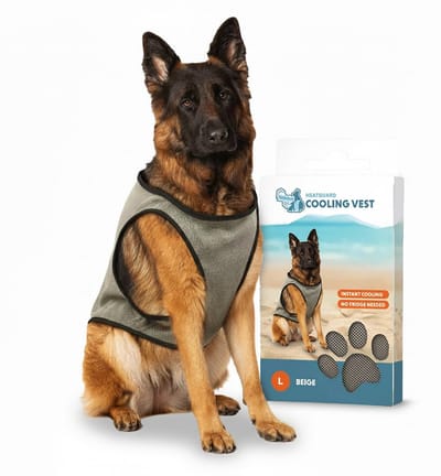 CoolPets Koelvest Hond L - Verkoeling Hond - Coolvest - Verkoelende Jas - Ruglengte 35 cm - Cooling Vest - Beige