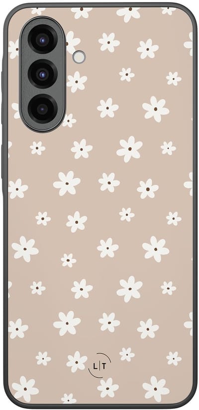 Leuke Telefoonhoesjes - Hoesje geschikt voor Samsung Galaxy A36 - Cute flowers - Backcover zwart - Bloemen - Beige