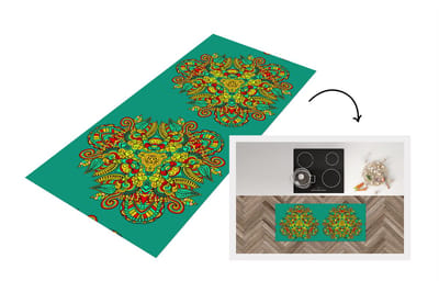 Keukenloper - Loper keuken - Patronen - Krullen - Folklore - 120x50 cm - Keukenloper vinyl
