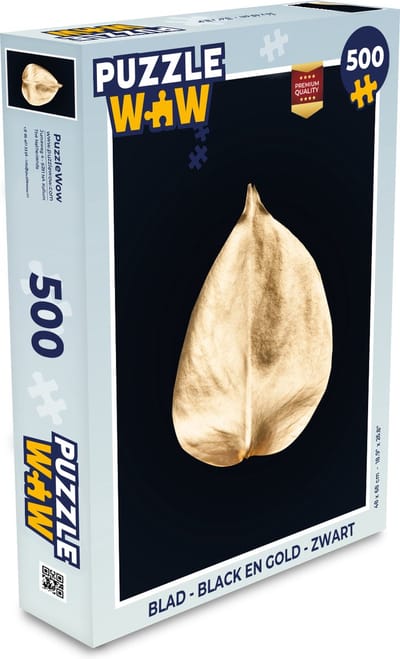 Puzzel Bladeren - Black en gold - Zwart - Goud - Luxe - Legpuzzel - Puzzel 500 stukjes