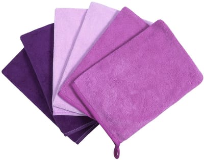 Dailygoody - Microvezel Washandjes - Herbruikbare Gastendoekjes - Zacht en Absorberend - Paars - Lichtgewicht Handdoeken - Gezicht en Lichaam - 6-Pack