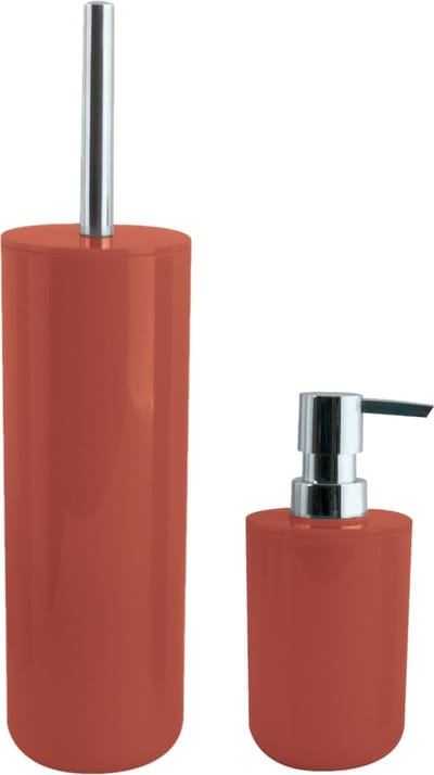 MSV Toiletborstel in houder 38 cm/zeeppompje 260 ml set Moods - kunststof - terracotta