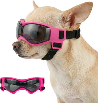 MAGICSHE Hondenbril Met Verstelbare Elastische Band - Zonnebril Hond Uv Voor Kleine En Middelgrote Honden Roze XS