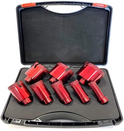 Tegelboorset - Diamantboorkronen - Gaten Boren - Vacuüm Gesoldeerd - 8-delig - Rood
