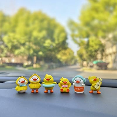 6 pièces Figure Anime Canard Jaune Modèle Décor Mignon Ornements à Monter sur Voiture Accessoires Intérieur Voiture Tableau de Bord pour Cadeaux Filles gray