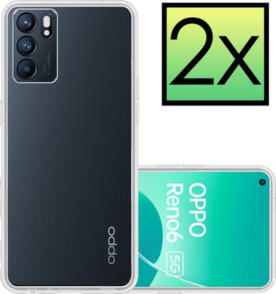 Hoesje - 2 Stuks - Geschikt voor OPPO Reno 6 - Sterk & Shockproof - Case Siliconen - Back Cover - Telefoon Hoes - Transparant