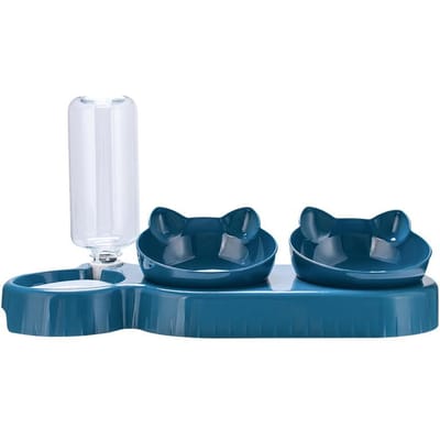 3 in 1 Kattenvoerbak Automatische Waterdispenser Dubbele Kom Huisdierenbak voor Kleine Honden Katten Huisdierenvoedselcontainer Kattenaccessoires white