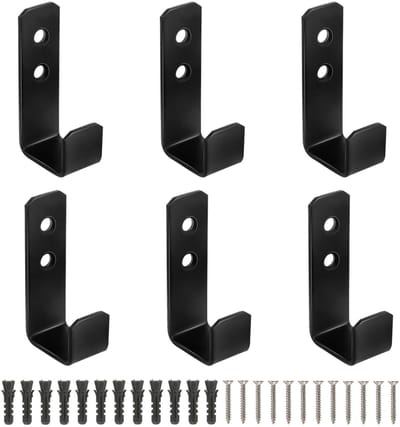 Dailygoody - Heavy Duty Hooks - Zwarte Wandhaken - Sterke en Robuuste Ontwerp - Voor Grote Voorwerpen - Ideaal voor Huis en Tuin - Set van 6