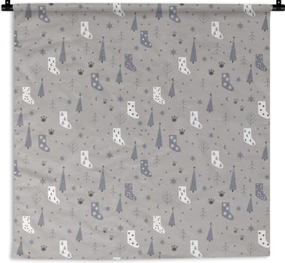 Wandkleed - Wanddoek - Sokken - Patronen - Kerst - 180x180 cm - Wandtapijt